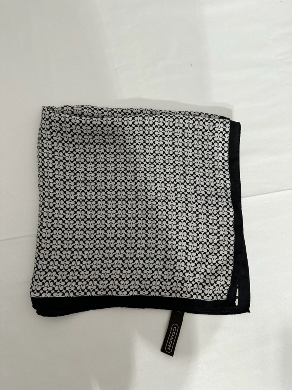 Coach Black & White Signature Silk Scarf - Picture 3 of 11